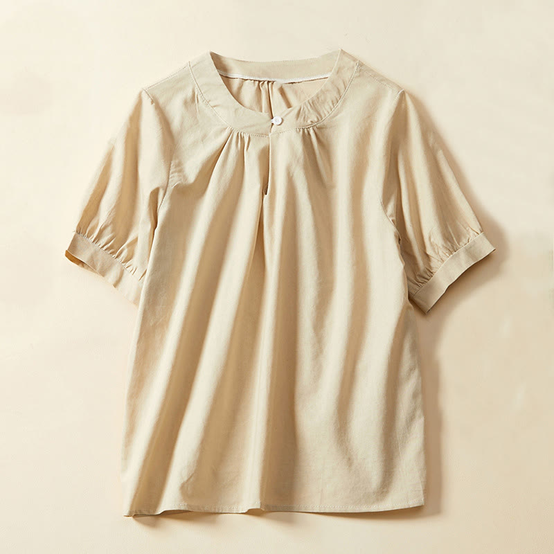Breathable Cotton Linen Crew Neck Meditation T-Shirt