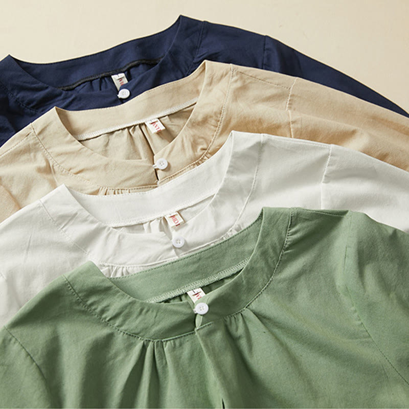 Breathable Cotton Linen Crew Neck Meditation T-Shirt