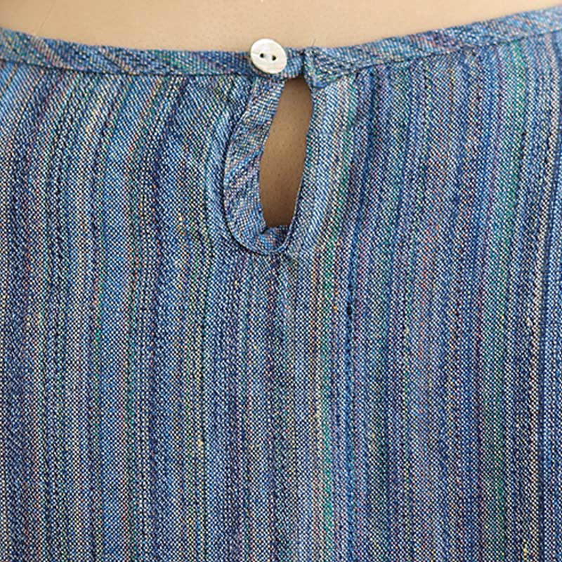 Casual Retro Striped Women's Half Sleeve Cotton Linen T-shirt