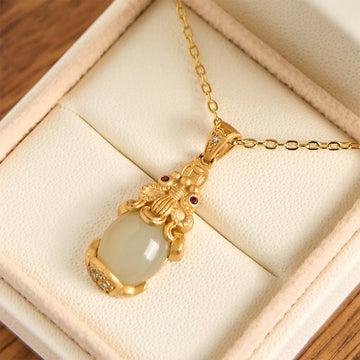 White Jade PiXiu Wealth Luck Chain Necklace Pendant