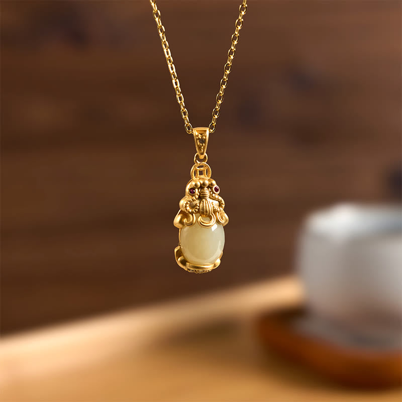 White Jade PiXiu Wealth Luck Chain Necklace Pendant