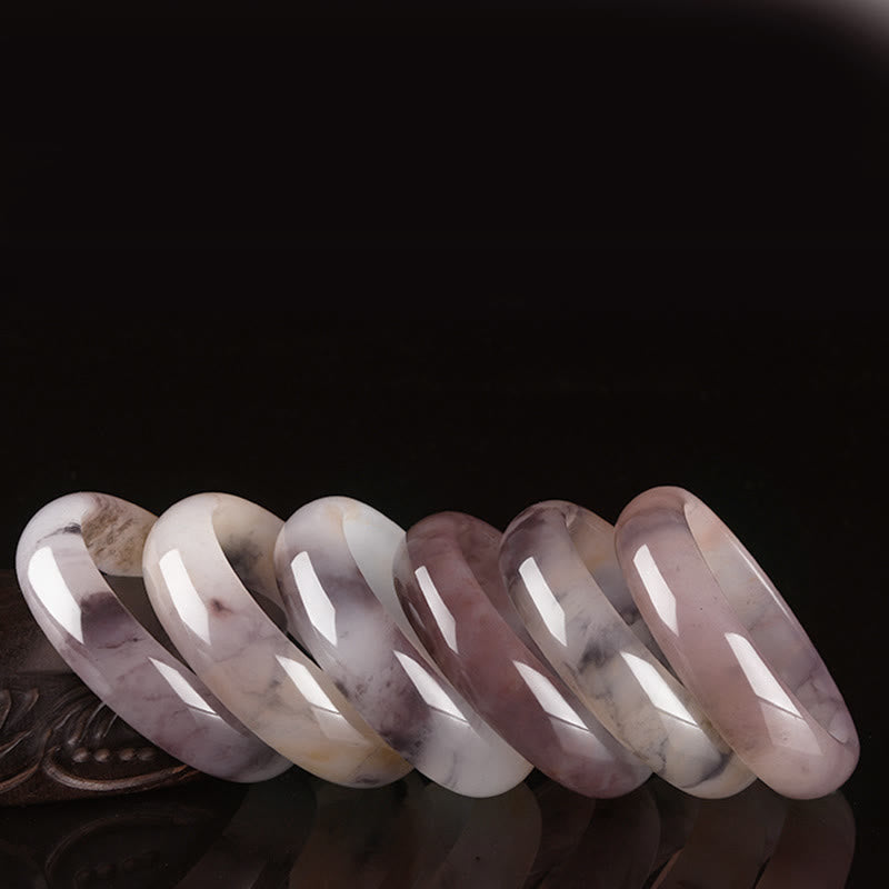 Natural Purple Jade Solid Stone Bangle Bracelet