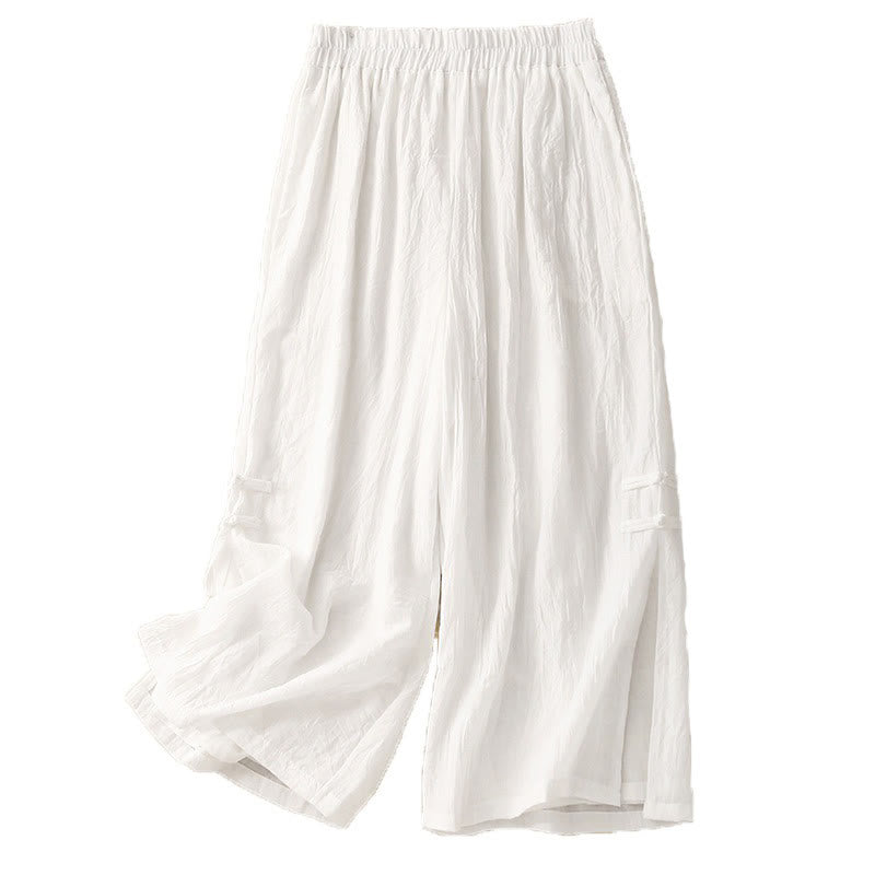 Tactile Cotton Linen Slit-Hem Wide-Leg Meditation Pants