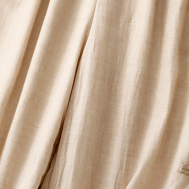 Tactile Cotton Linen Slit-Hem Wide-Leg Meditation Pants