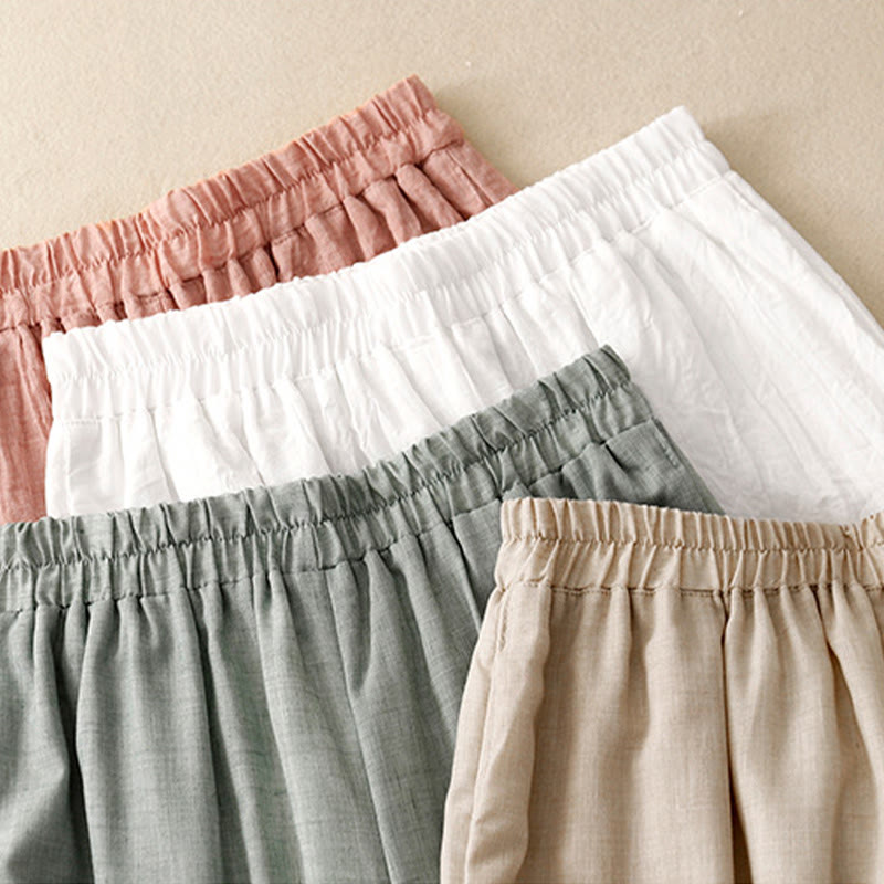 Tactile Cotton Linen Slit-Hem Wide-Leg Meditation Pants