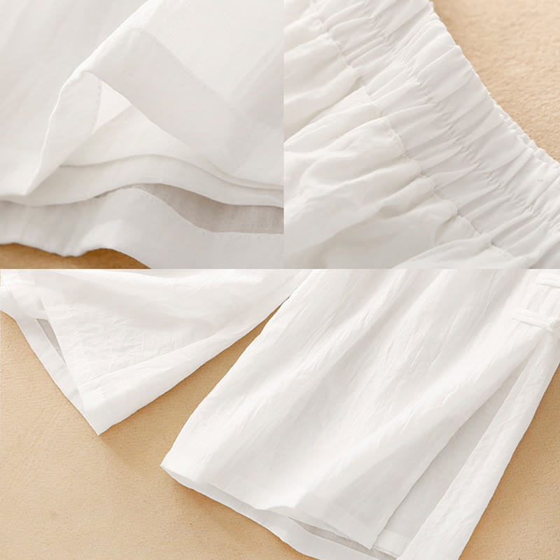 Tactile Cotton Linen Slit-Hem Wide-Leg Meditation Pants