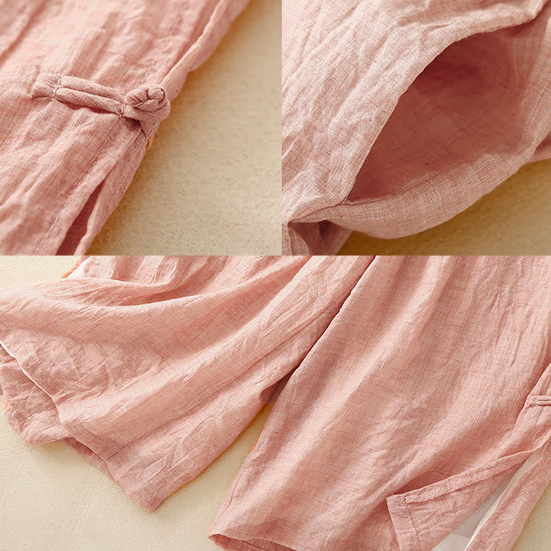 Tactile Cotton Linen Slit-Hem Wide-Leg Meditation Pants