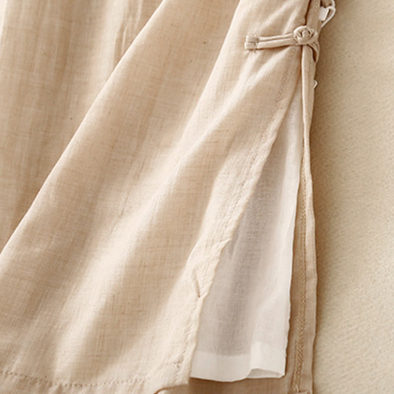 Tactile Cotton Linen Slit-Hem Wide-Leg Meditation Pants