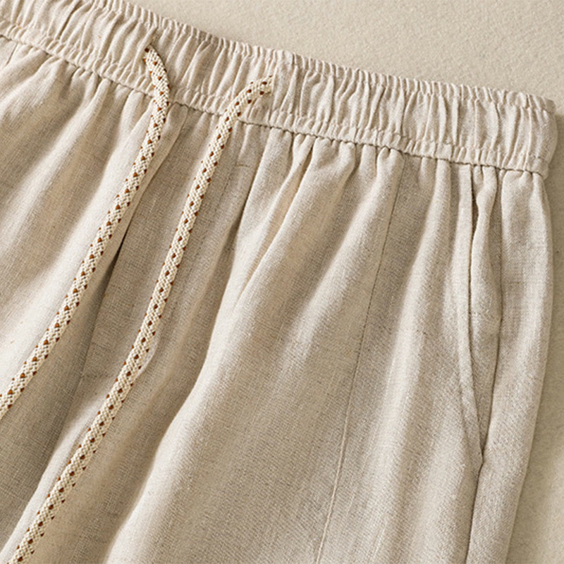 Breathable Cotton Drawstring Meditation Wide Leg Pants