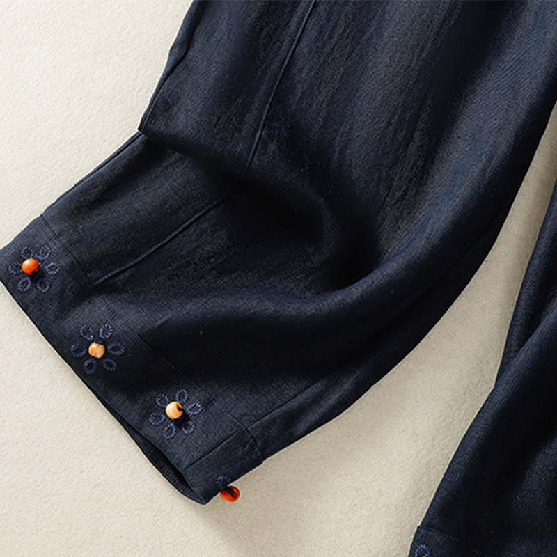 Breathable Cotton Drawstring Meditation Wide Leg Pants