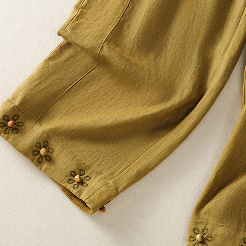 Breathable Cotton Drawstring Meditation Wide Leg Pants