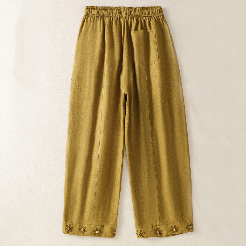 Breathable Cotton Drawstring Meditation Wide Leg Pants