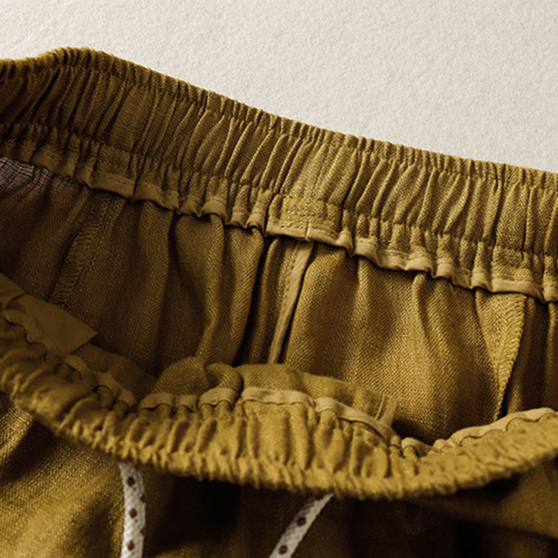 Breathable Cotton Drawstring Meditation Wide Leg Pants