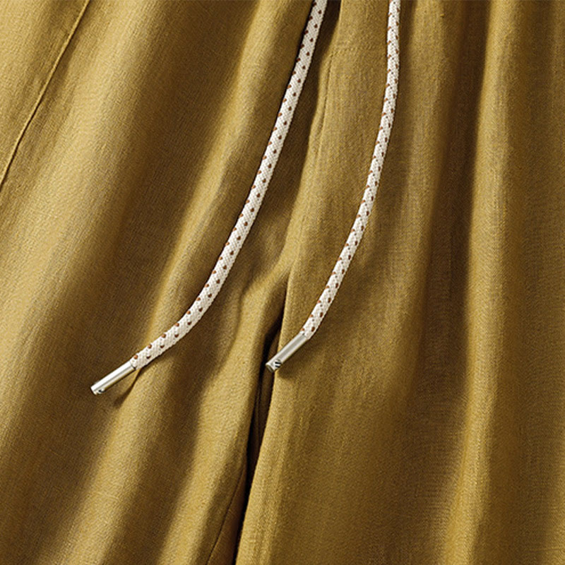 Breathable Cotton Drawstring Meditation Wide Leg Pants