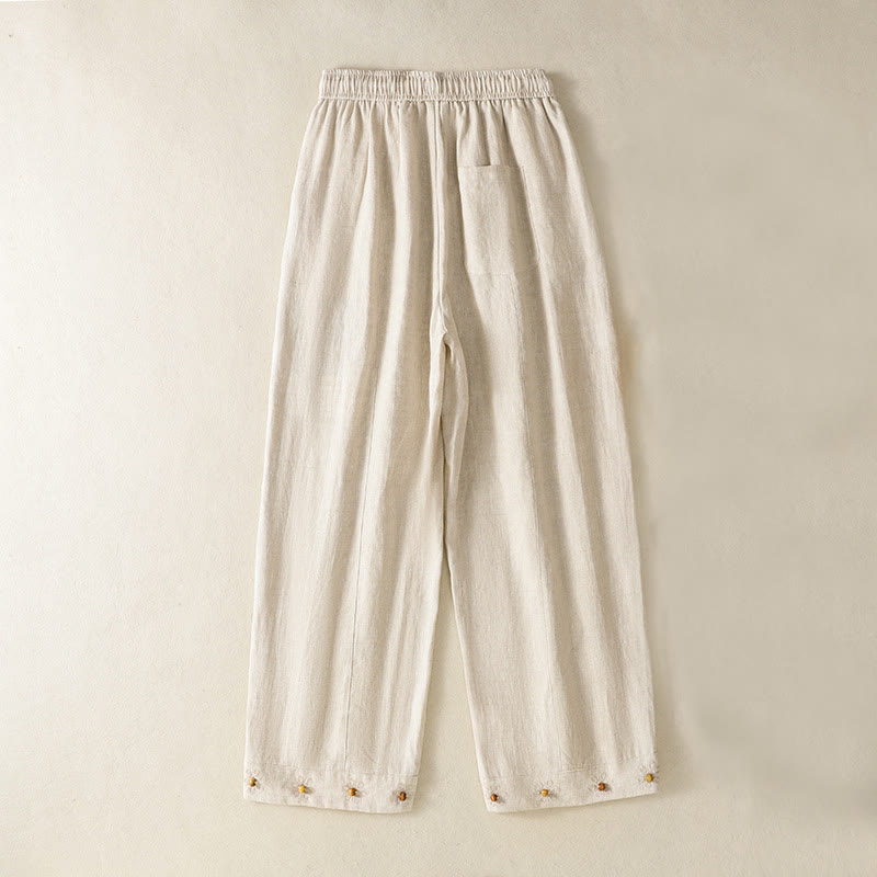 Breathable Cotton Drawstring Meditation Wide Leg Pants