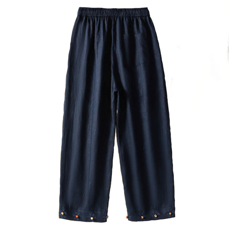 Breathable Cotton Drawstring Meditation Wide Leg Pants