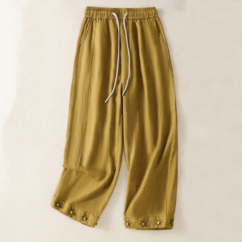Breathable Cotton Drawstring Meditation Wide Leg Pants