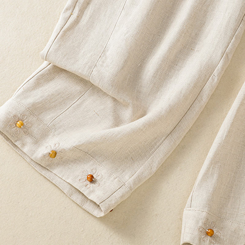 Breathable Cotton Drawstring Meditation Wide Leg Pants