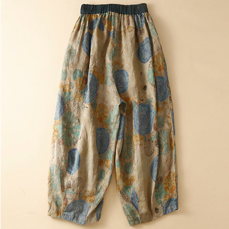 Retro Casual Chinese Frog-Button Design Women's Harem Pants With Pockets