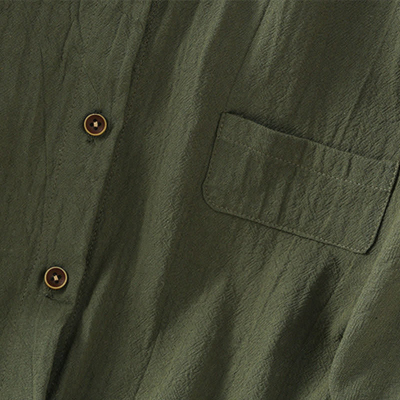 Casual Plain Buttons Half Sleeve Women's Cotton Linen Shirt With Pocket