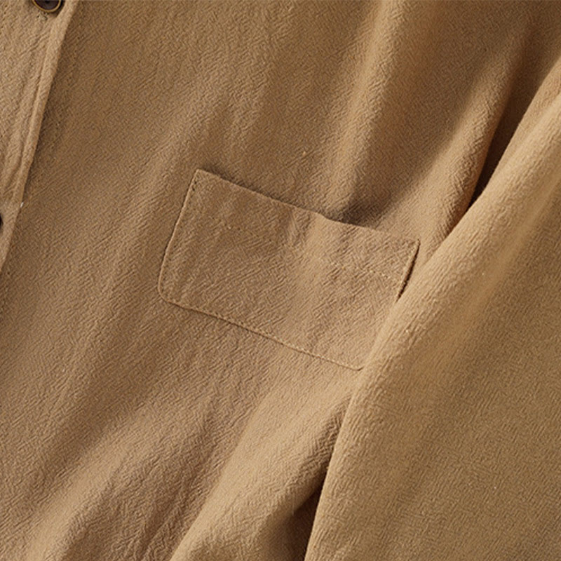 Casual Plain Buttons Half Sleeve Women's Cotton Linen Shirt With Pocket