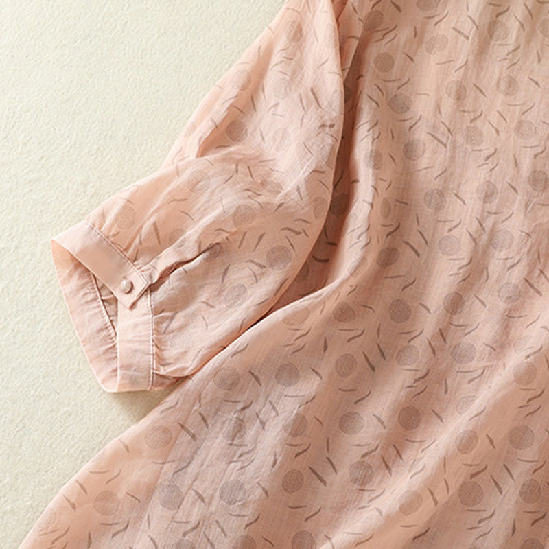 Breathable Floral Contrast Half-Sleeve Meditation Shirt