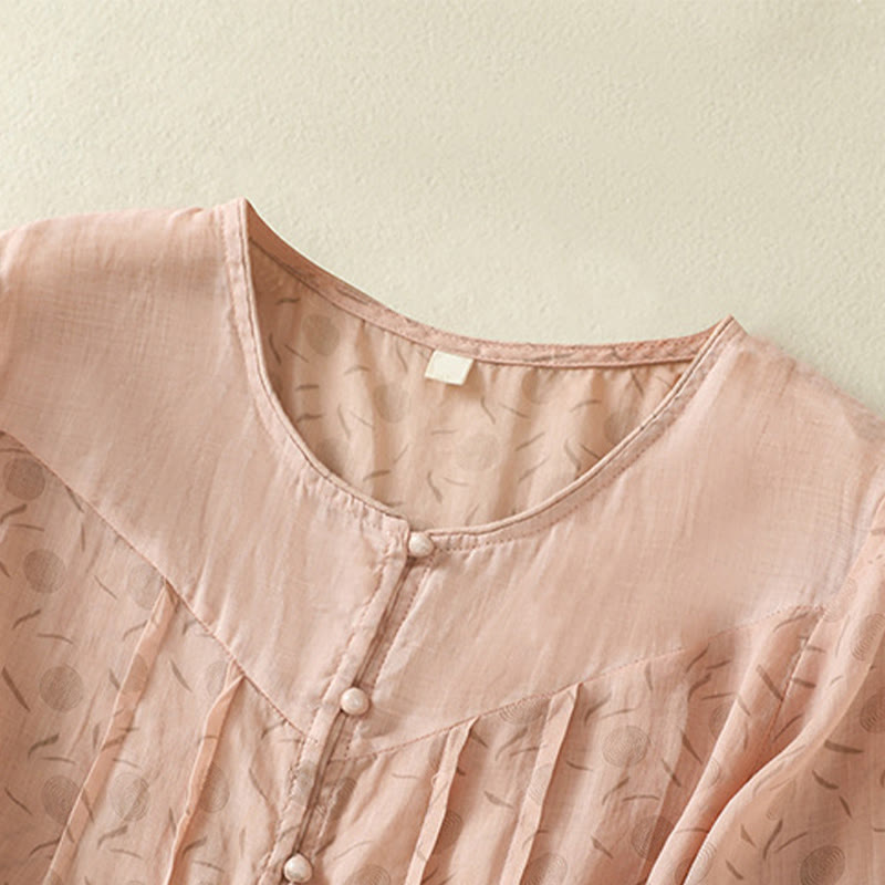 Breathable Floral Contrast Half-Sleeve Meditation Shirt