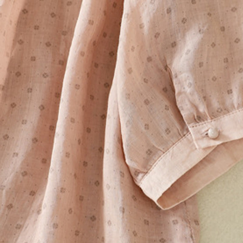 Breathable Floral Contrast Half-Sleeve Meditation Shirt