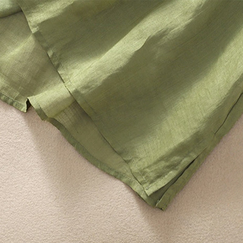 Tactile Cotton Linen Embroidered Hem Meditation T-Shirt