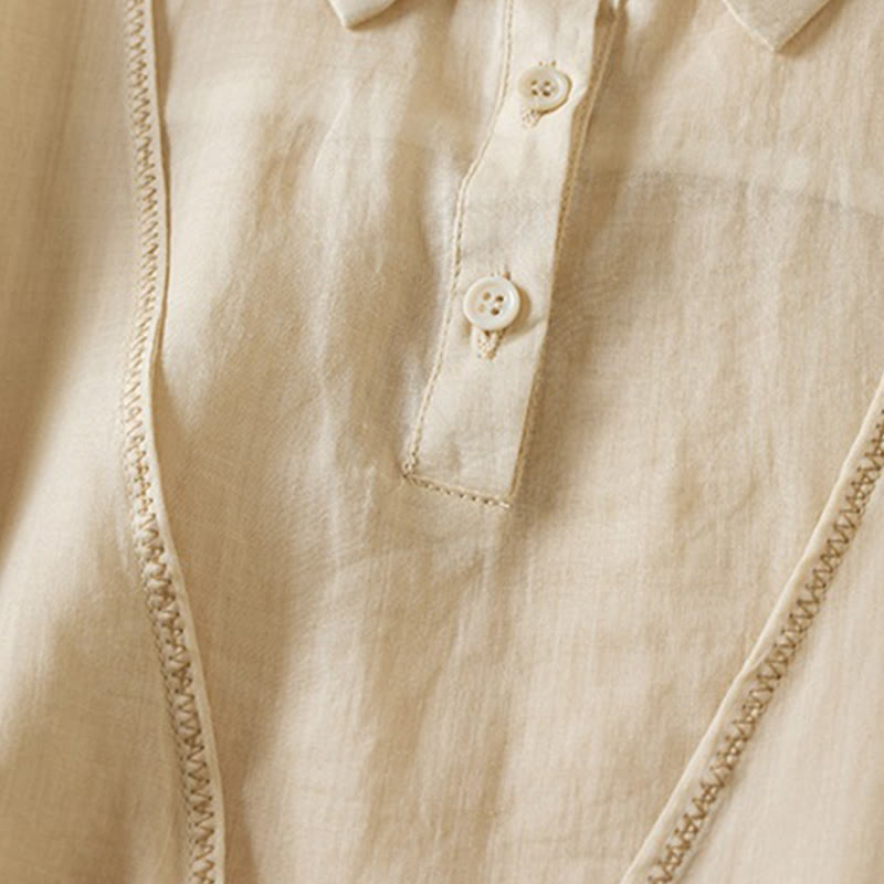 Breathable Cotton Linen Mock Layer Half Sleeve Meditation Shirt