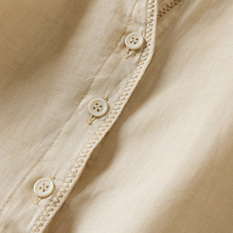 Breathable Cotton Linen Mock Layer Half Sleeve Meditation Shirt
