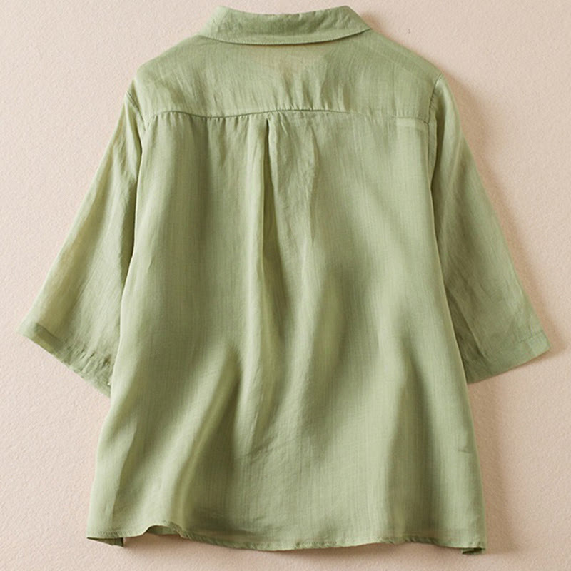Breathable Cotton Linen Mock Layer Half Sleeve Meditation Shirt