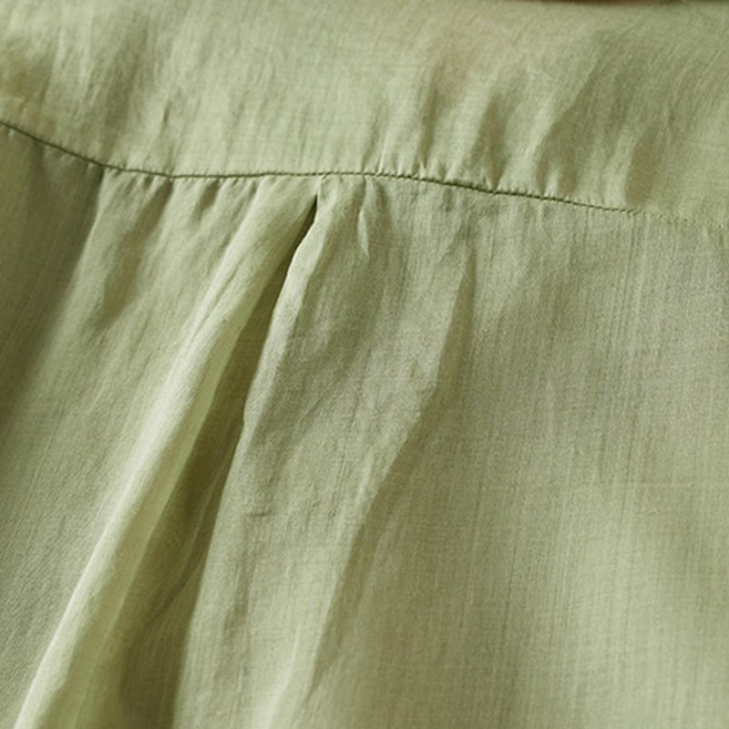Breathable Cotton Linen Mock Layer Half Sleeve Meditation Shirt