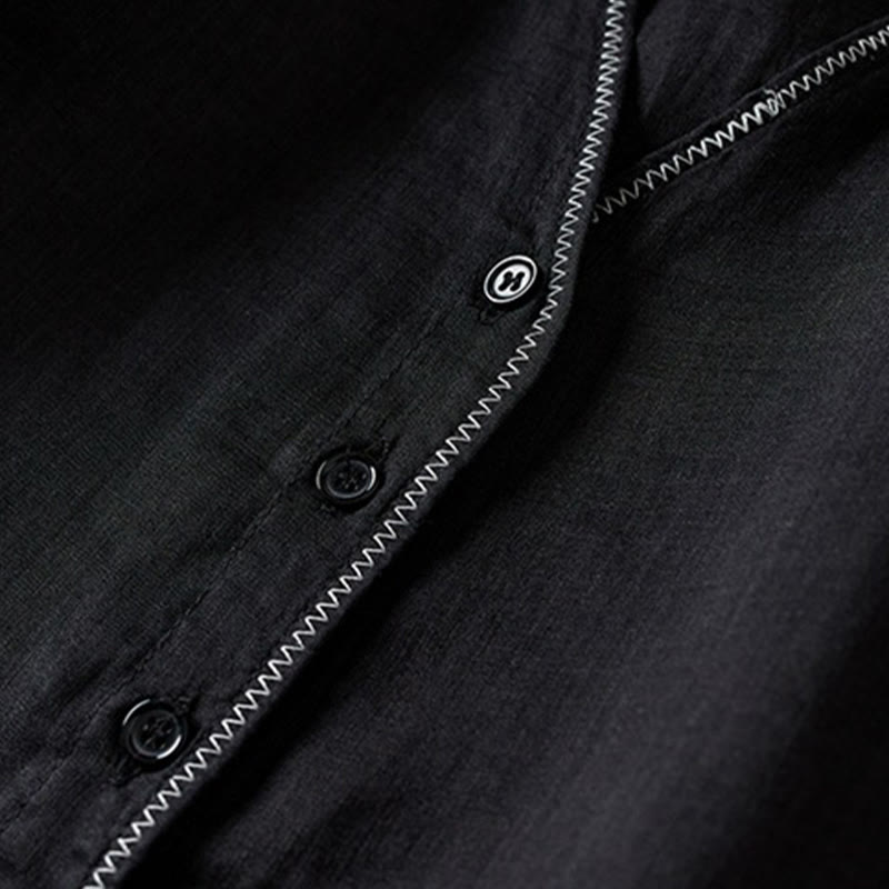 Breathable Cotton Linen Mock Layer Half Sleeve Meditation Shirt