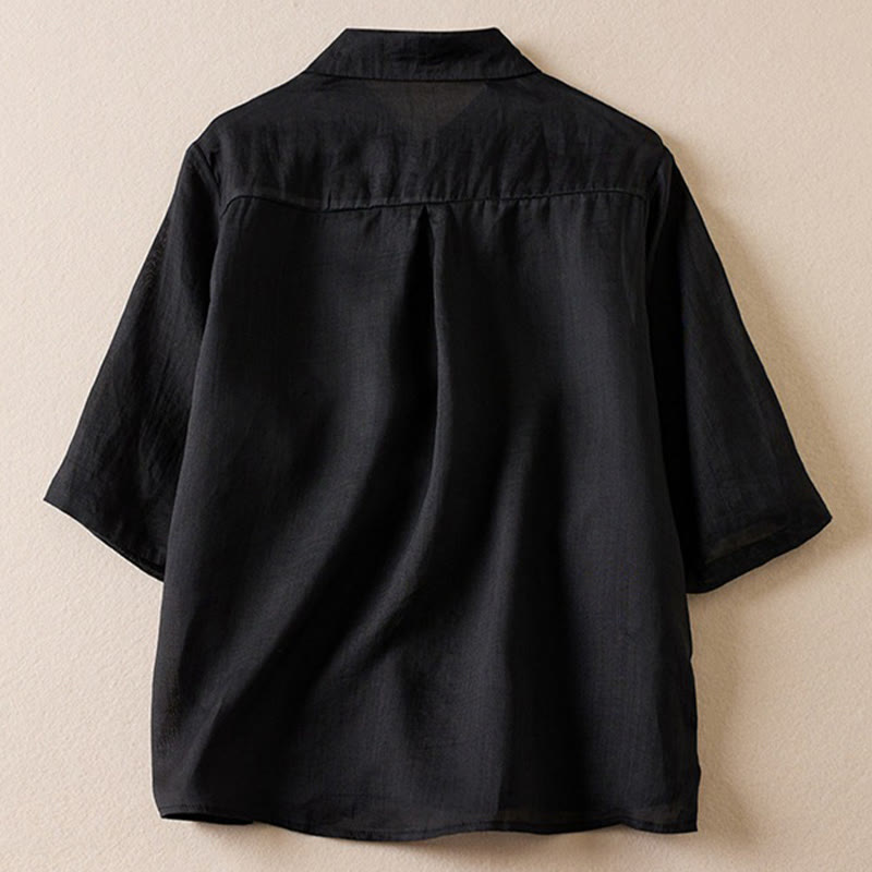 Breathable Cotton Linen Mock Layer Half Sleeve Meditation Shirt