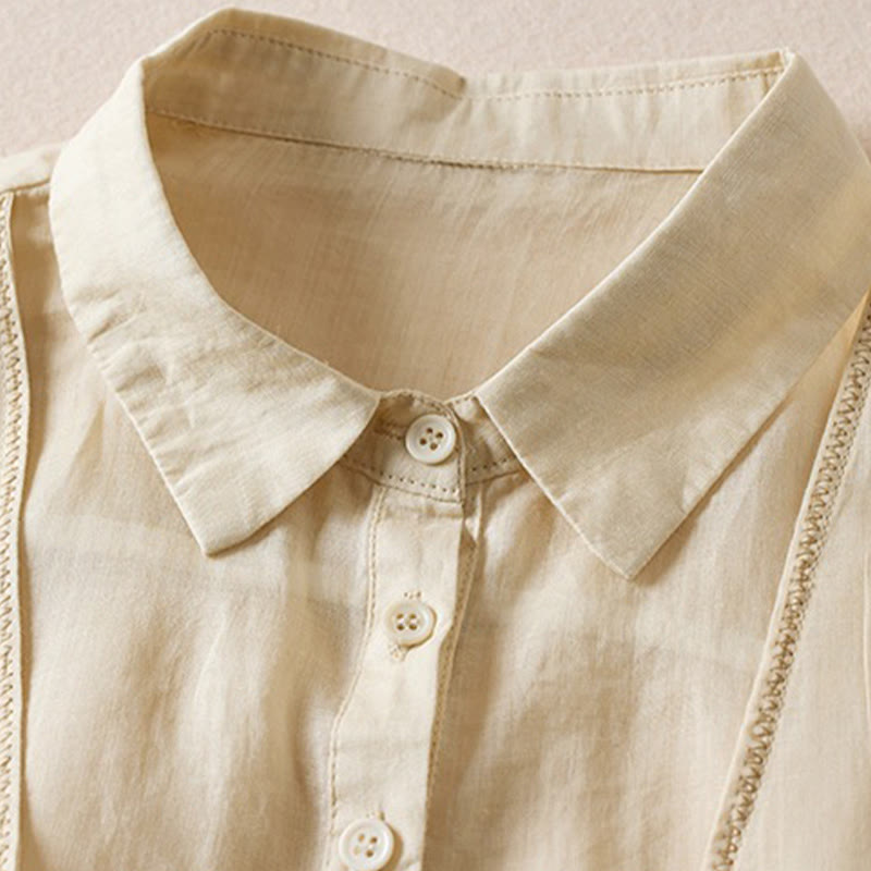 Breathable Cotton Linen Mock Layer Half Sleeve Meditation Shirt