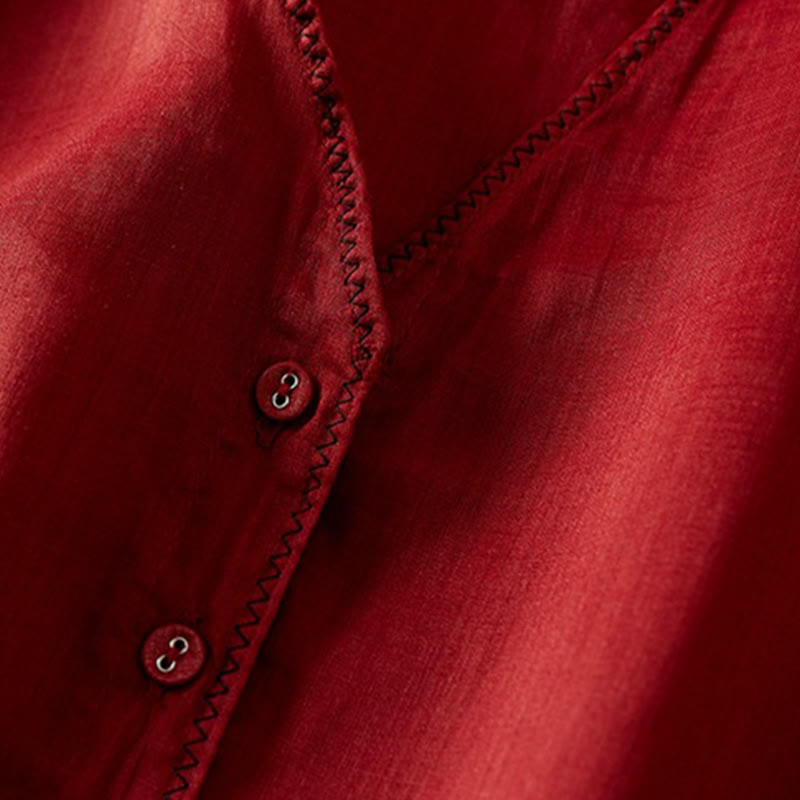 Breathable Cotton Linen Mock Layer Half Sleeve Meditation Shirt