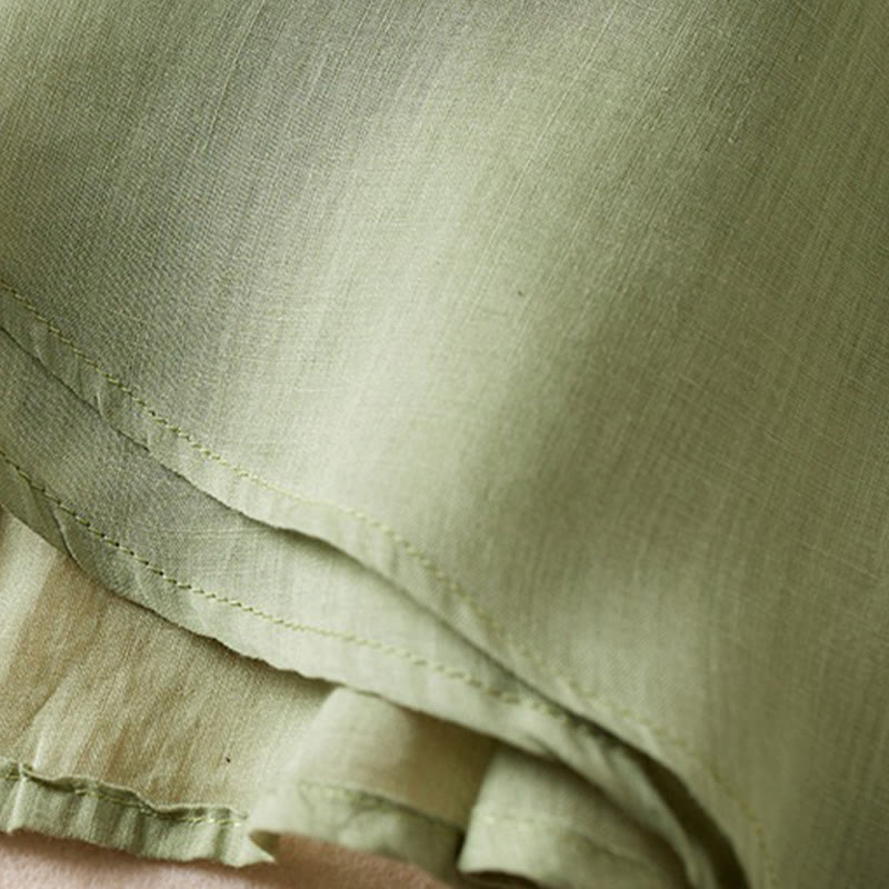 Breathable Cotton Linen Mock Layer Half Sleeve Meditation Shirt
