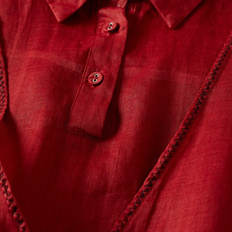 Breathable Cotton Linen Mock Layer Half Sleeve Meditation Shirt