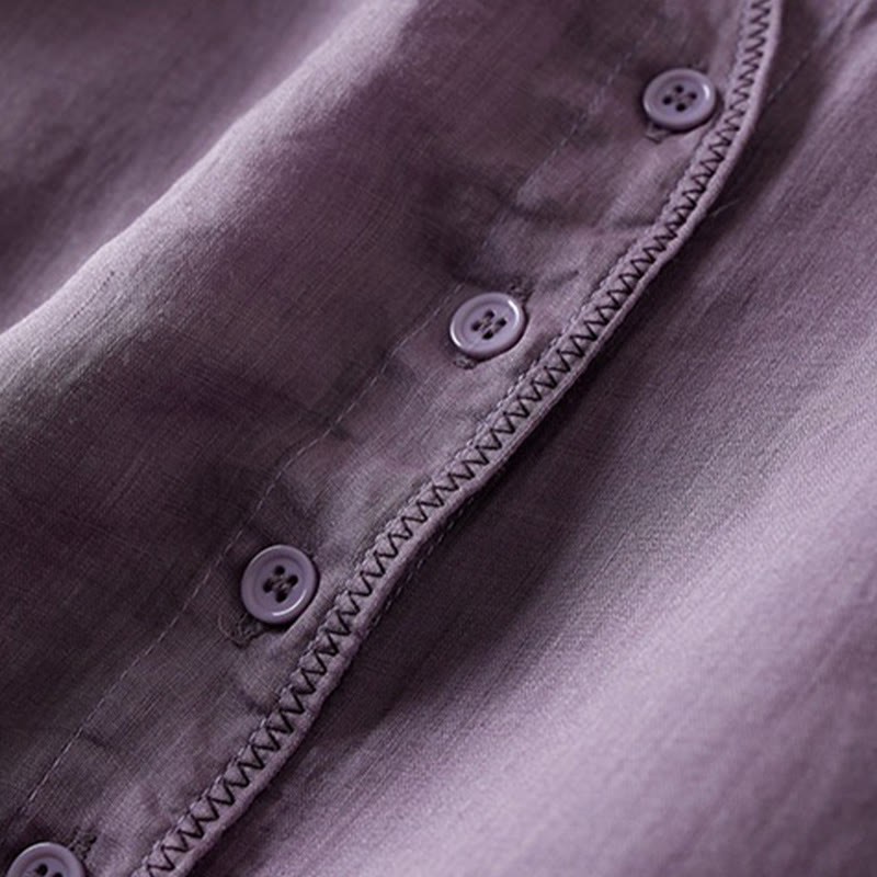 Breathable Cotton Linen Mock Layer Half Sleeve Meditation Shirt