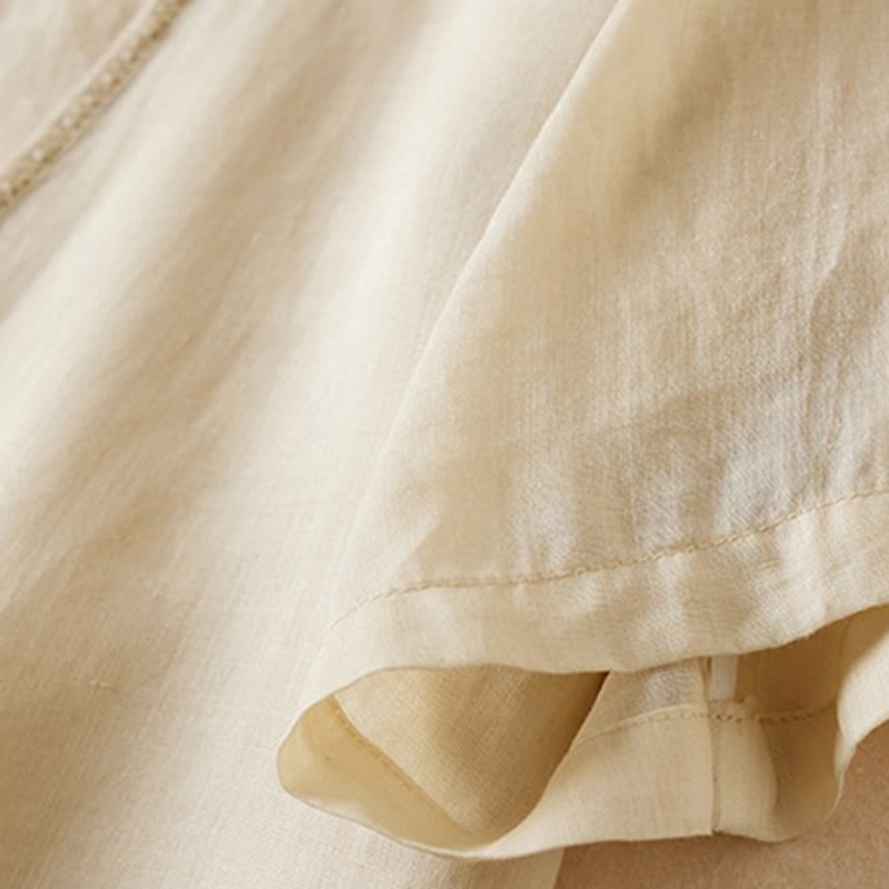 Breathable Cotton Linen Mock Layer Half Sleeve Meditation Shirt