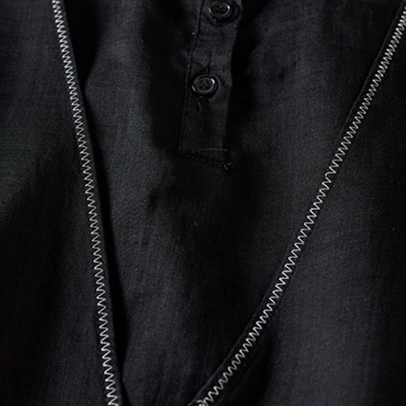 Breathable Cotton Linen Mock Layer Half Sleeve Meditation Shirt