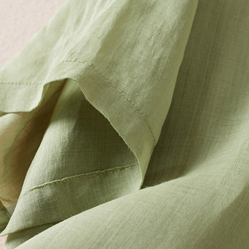 Breathable Cotton Linen Mock Layer Half Sleeve Meditation Shirt