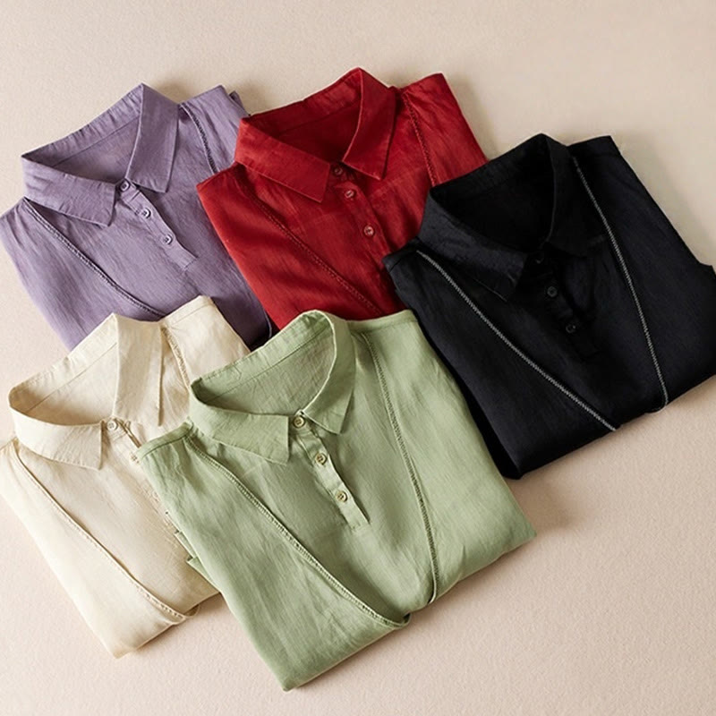 Breathable Cotton Linen Mock Layer Half Sleeve Meditation Shirt