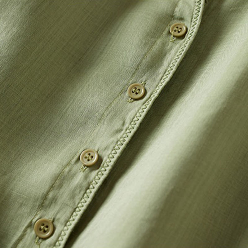 Breathable Cotton Linen Mock Layer Half Sleeve Meditation Shirt