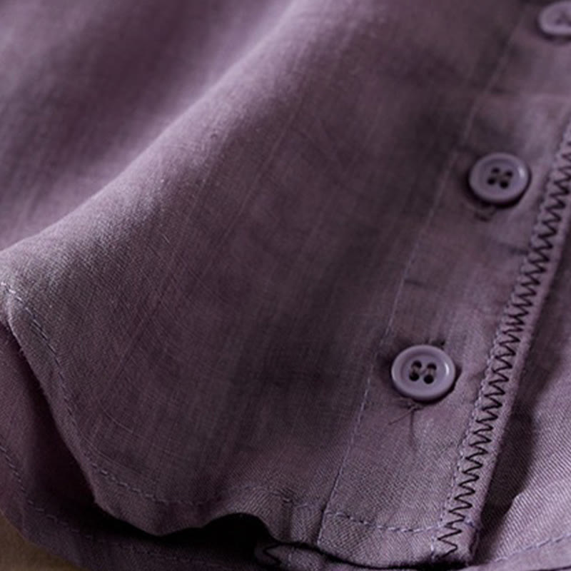 Breathable Cotton Linen Mock Layer Half Sleeve Meditation Shirt