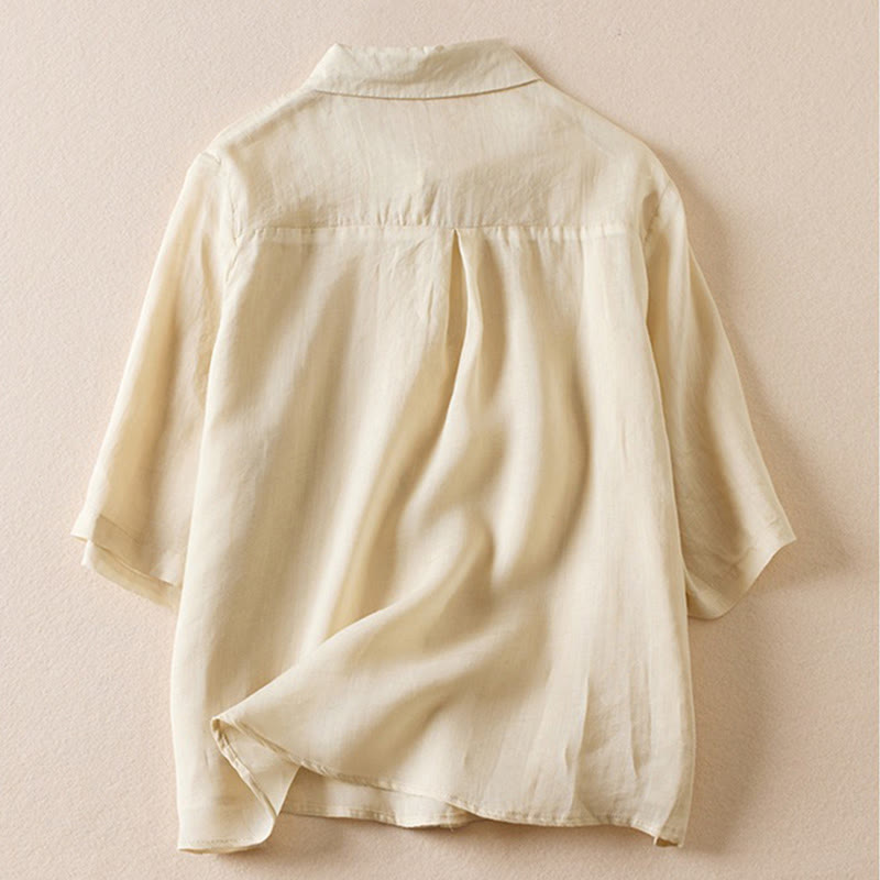 Breathable Cotton Linen Mock Layer Half Sleeve Meditation Shirt