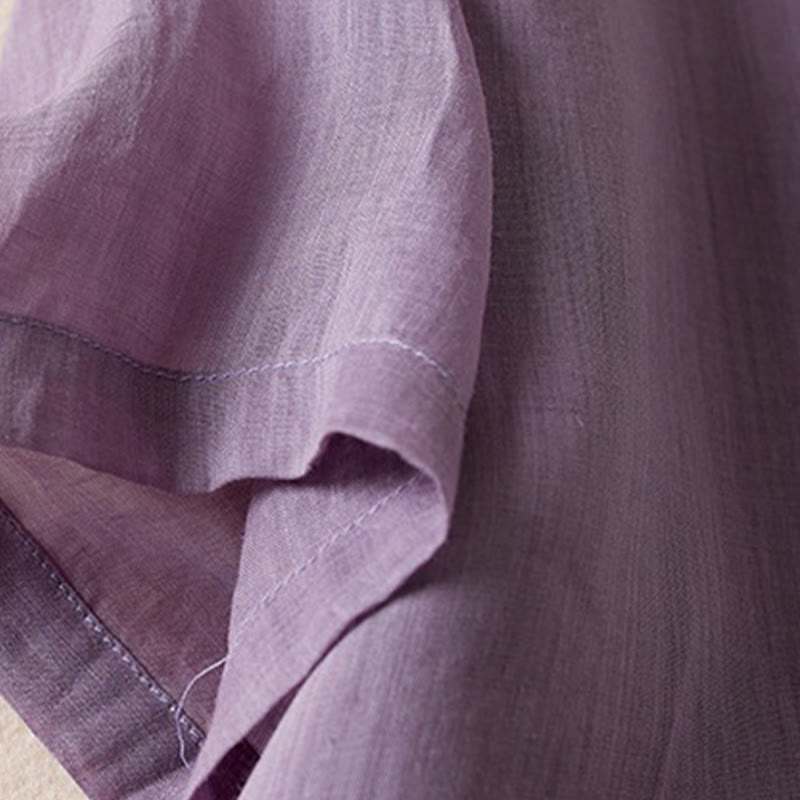 Breathable Cotton Linen Mock Layer Half Sleeve Meditation Shirt