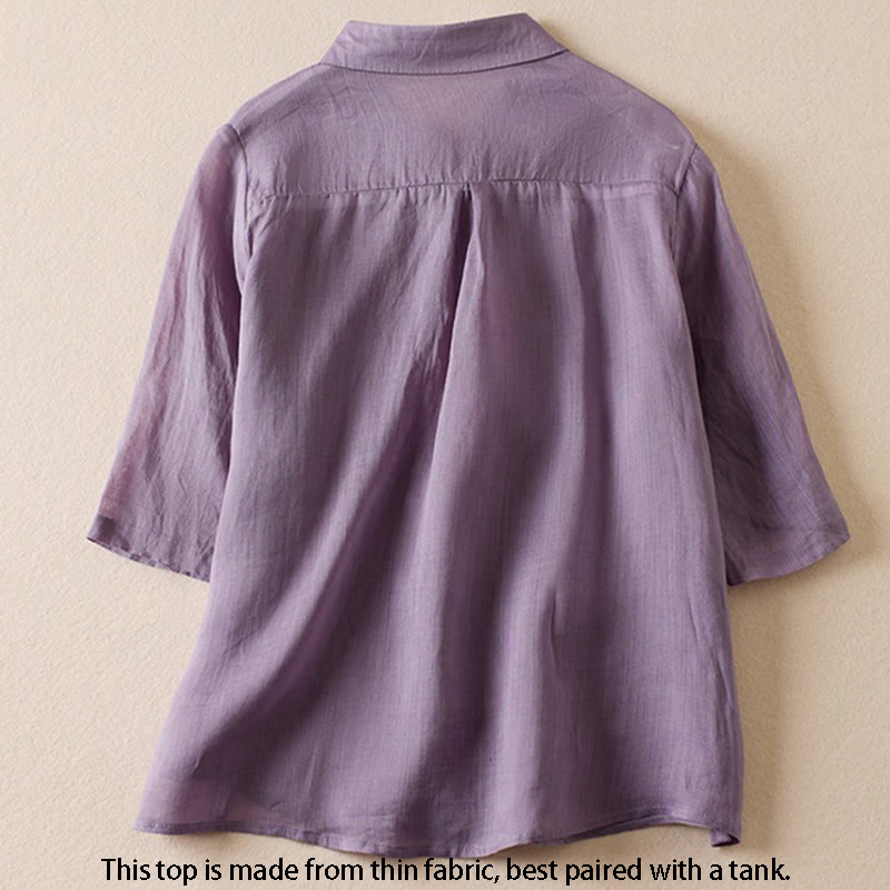 Breathable Cotton Linen Mock Layer Half Sleeve Meditation Shirt