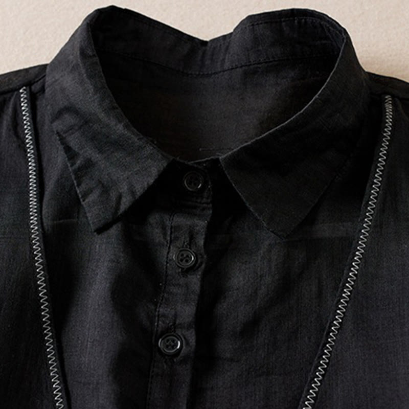 Breathable Cotton Linen Mock Layer Half Sleeve Meditation Shirt